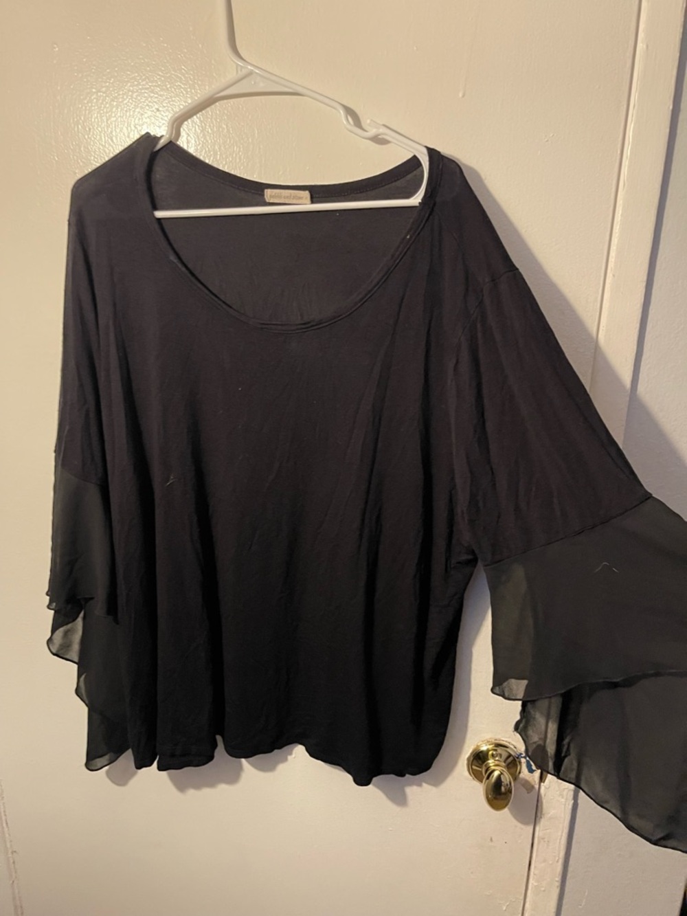 pebble and stone Black Layered Bell Sleeve Tunic